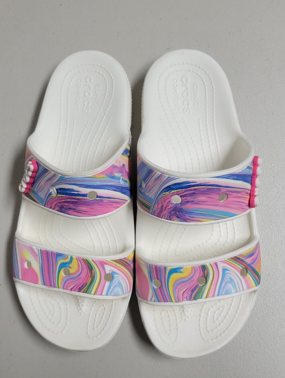 Crocs Classic Out Of This World Pastel Rainbow Sandals Unisex M8-W10.